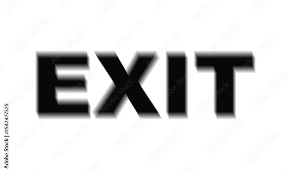Fototapete exit, text on a red background in a blurred state