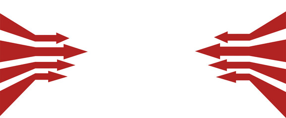 The red arrows are moving towards each other, moving towards the target