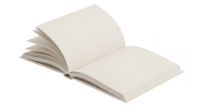 Open blank a5 book mockup on transparent background for design projects  