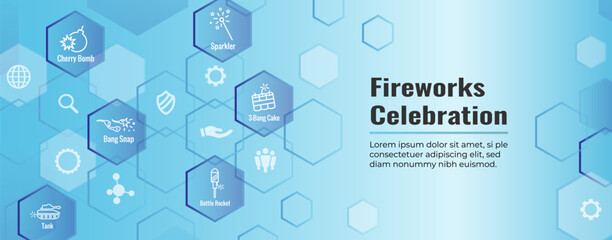 Fireworks and Independence Day Icon Set Web Header Banner