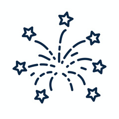 Fireworks Explosion and Report Icon with Shooting Stars