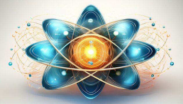 high quality representation of an antineutron particle concept isolated on white background with glowing subatomic structure