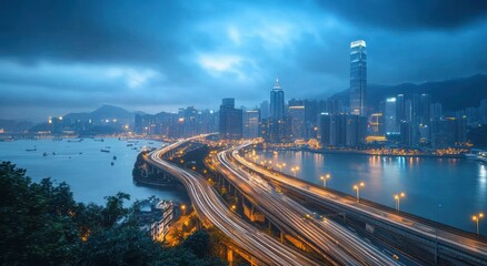 Fototapeta premium Hong Kong cityscape at twilight