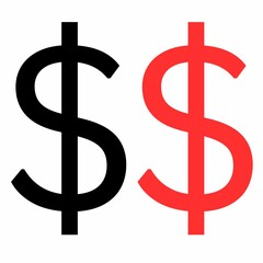 Set of red dollar sign, dollar symbol, dollar icon