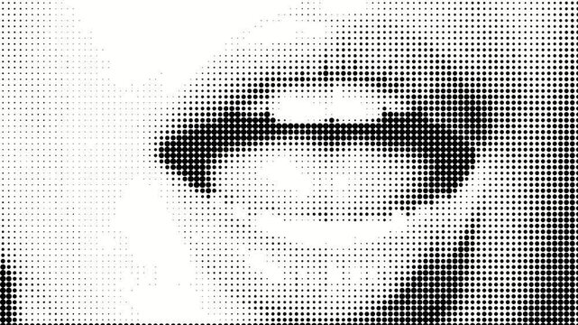 Glitchy Halftone Lips Opening Animation