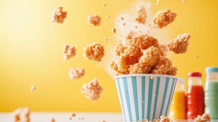 A visually stunning image of popcorn being tossed into the air, conveying a sense of excitement and enjoyment, perfect for food lovers and snack enthusiasts alike.