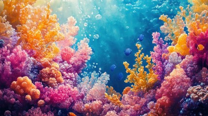 Naklejka premium Vibrant coral reef teeming with life