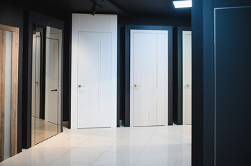 A set of interior doors. Exhibition sale in the store