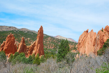 Garden of the Gods Natural Park, Colorado, USA natural landscape with rock formations.