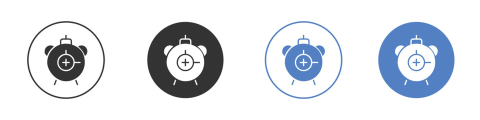 Alarm plus icon collection for app in black and blue colors