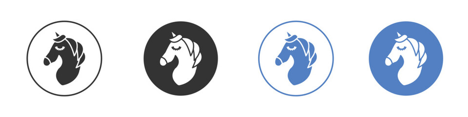 Alicorn icon collection for app in black and blue colors