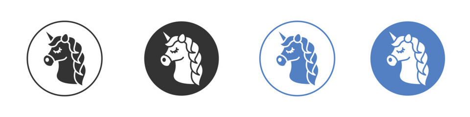 Alicorn icon collection for app in black and blue colors