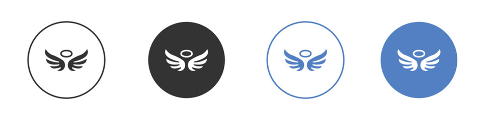 Angel icon collection for app in black and blue colors
