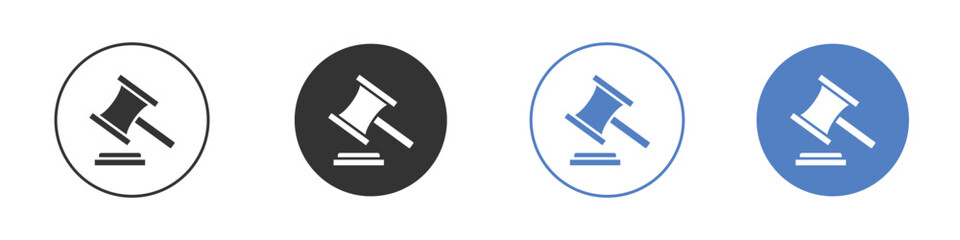 Auction icon collection for app in black and blue colors