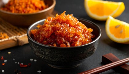 Yuzu Kosho. A paste made from yuzu zest, chili peppers, and salt. It’s often used as a condiment to add a spicy, citrusy kick to dishes like grilled meats and sashimi.