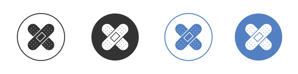 Band aid icon collection for app in black and blue colors