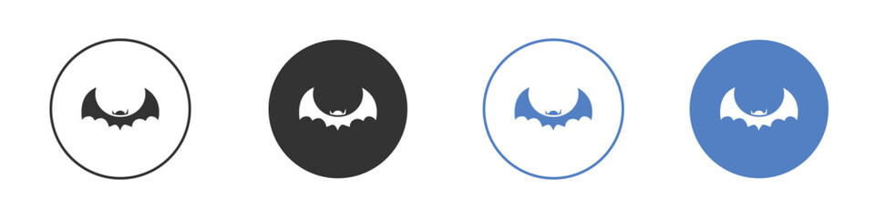 Bat icon collection for app in black and blue colors