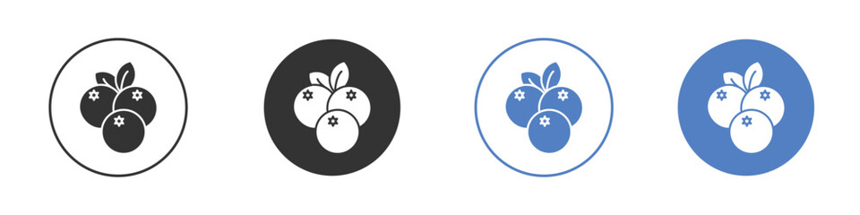 Blueberries icon collection for app in black and blue colors
