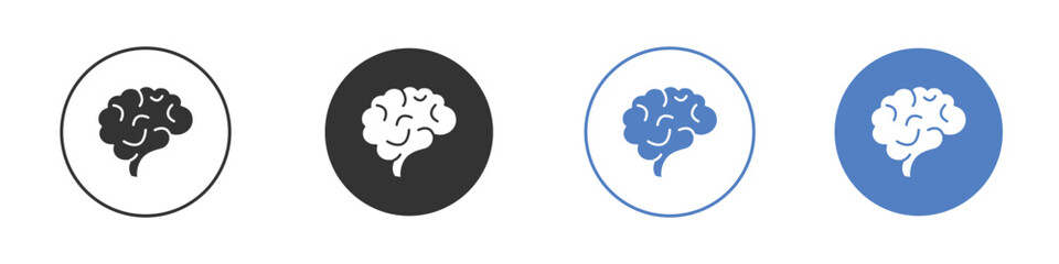 Brain icon collection for app in black and blue colors