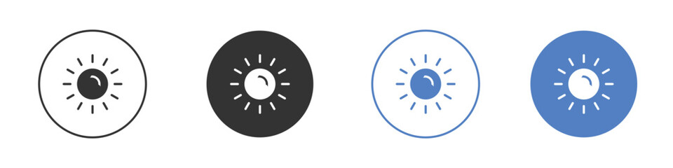 Brightness icon collection for app in black and blue colors
