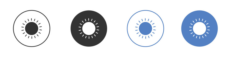 Brightness icon collection for app in black and blue colors