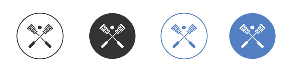 Broom-ball icon collection for app in black and blue colors