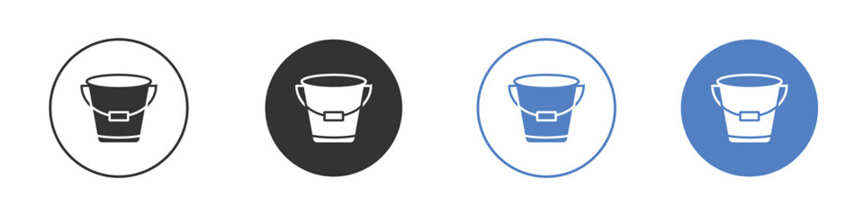 Bucket icon collection for app in black and blue colors
