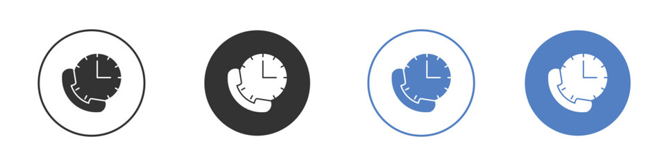 Call duration icon collection for app in black and blue colors
