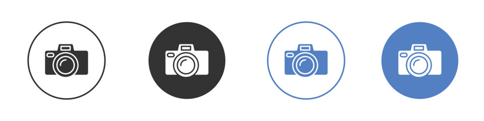 Camera icon collection for app in black and blue colors