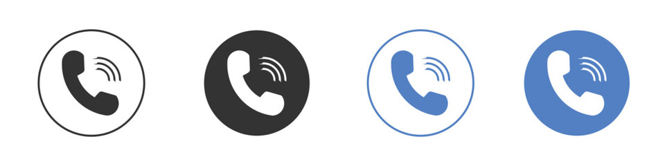 Call icon collection for app in black and blue colors