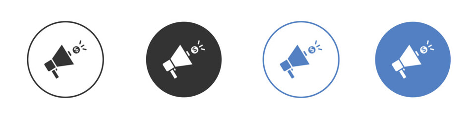 Campaign icon collection for app in black and blue colors