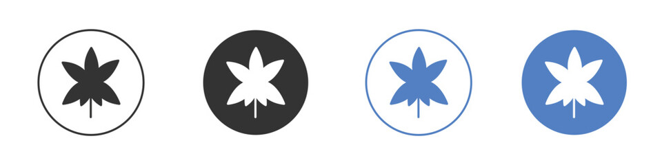 Cannabis icon collection for app in black and blue colors
