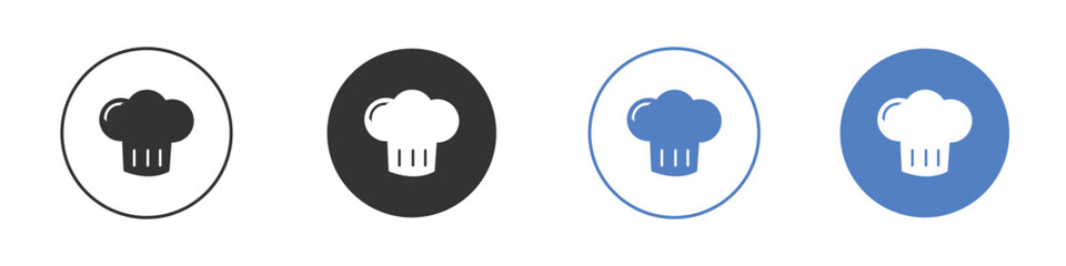 Chef hat icon collection for app in black and blue colors
