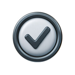 3d rendered checkmark button icon isolated on transparent background