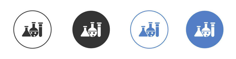Chemistry icon collection for app in black and blue colors