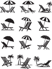  Beach chair silhouettes collection