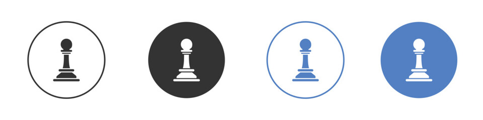 Chess pawn icon collection for app in black and blue colors