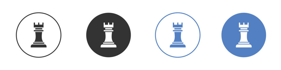 Chess rook icon collection for app in black and blue colors © Win