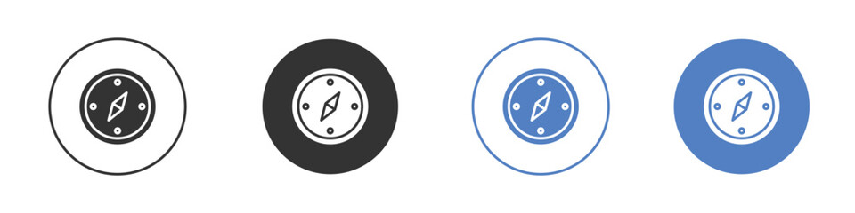 Compass icon collection for app in black and blue colors