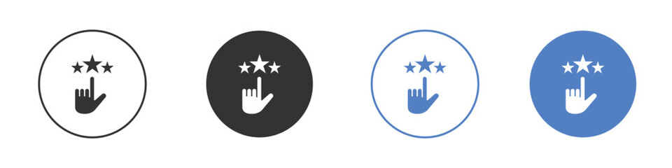 Customer feedback icon collection for app in black and blue colors