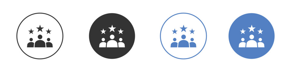 Customer satisfaction icon collection for app in black and blue colors