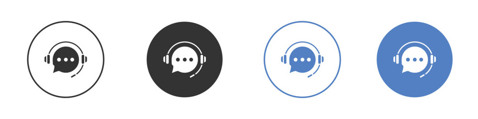 Customer service icon collection for app in black and blue colors