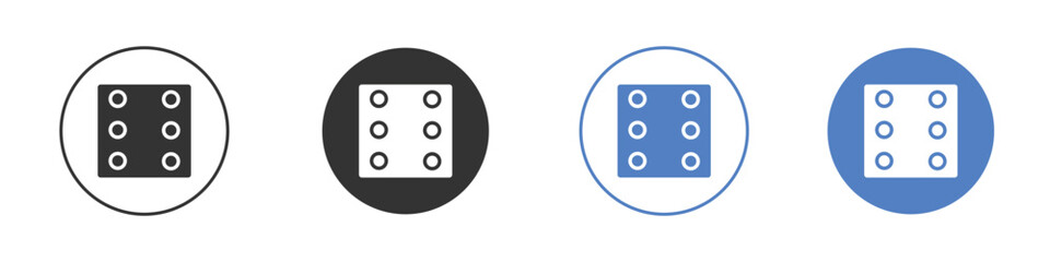 Dice six icon collection for app in black and blue colors