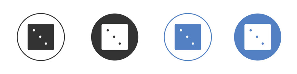 Dice three icon collection for app in black and blue colors