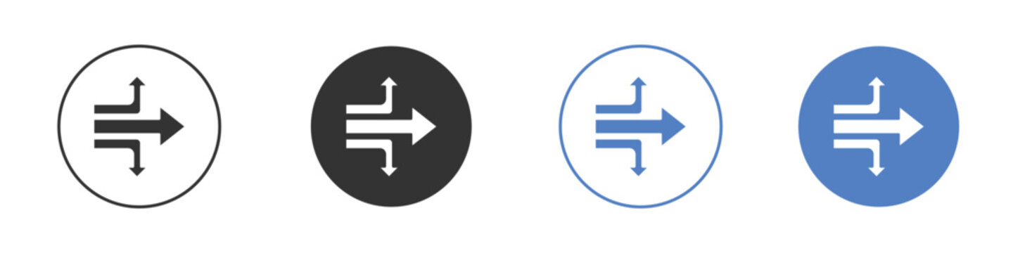 Diagram sankey icon collection for app in black and blue colors