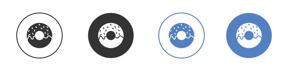 Donut icon collection for app in black and blue colors