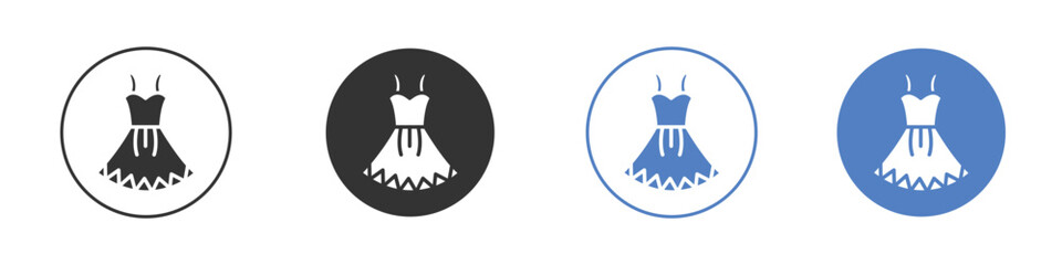 Dress icon collection for app in black and blue colors