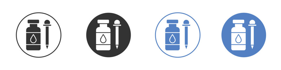 Essential oils icon collection for app in black and blue colors
