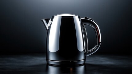 A sleek, modern stainless steel kettle showcased against a dark background, representing minimalistic design and function in contemporary kitchenware.