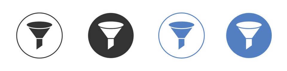 Filter icon collection for app in black and blue colors